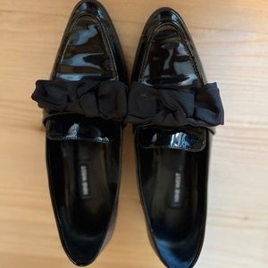 Nine West Black Patent Leather Loafer Flat with Bow